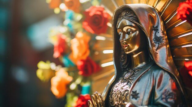 Statue of Saint Mary of Guadalupe Virgen de Guadalupe in honor of the celebration of the Mexican h