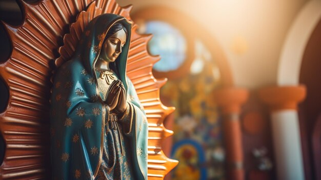 Foto statua di santa maria di guadalupe vergine di guadalupe in onore della celebrazione della h messicana