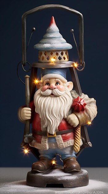 A statue of a santa claus holding a lantern Generative AI image