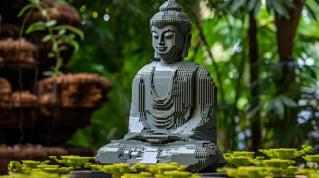 Photo statue of sitting budha with natural background