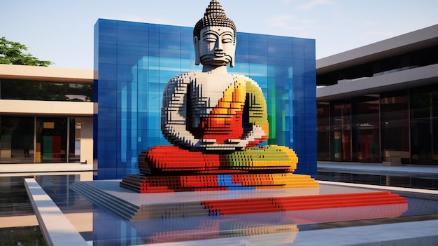 Photo statue of sitting budha with natural background