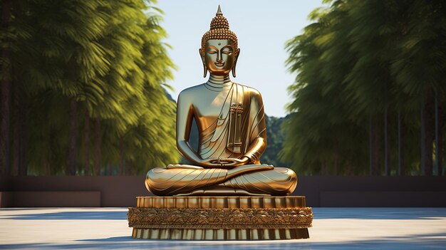 Photo statue of sitting budha with natural background