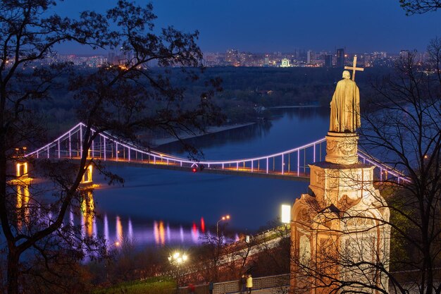 Statue of Vladimir the Great over cityscape