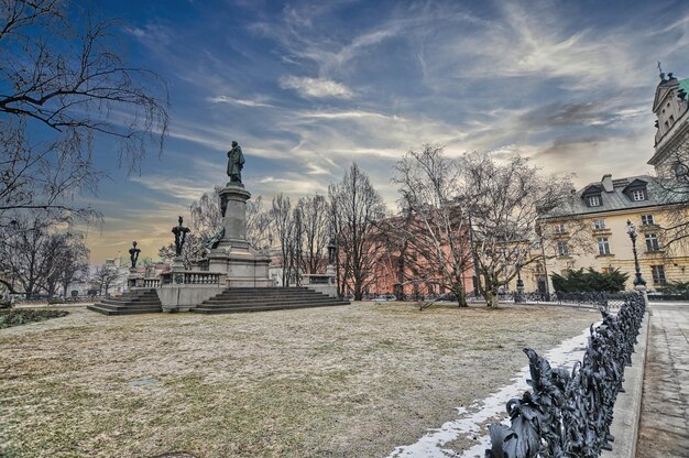 Statue in Warsaw city Poland