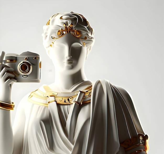 Statue with gold details and a camera suitable for the Day of Photography