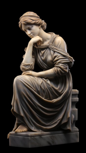 a statue of a woman with a book on her lap