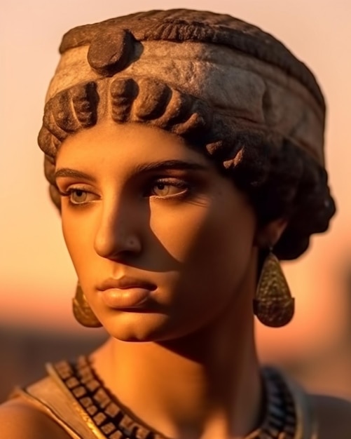 a statue of a woman with a gold earring.