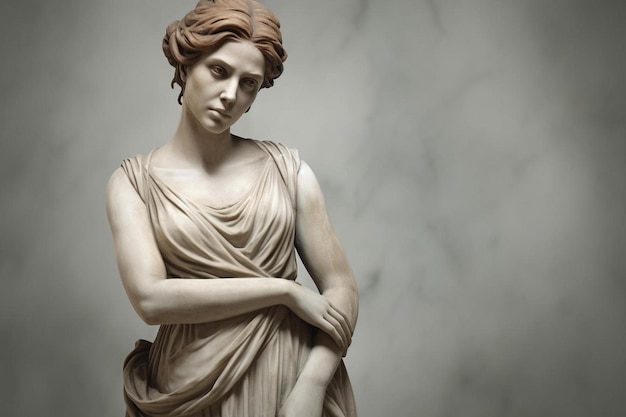 a statue of a woman with her arms crossed.