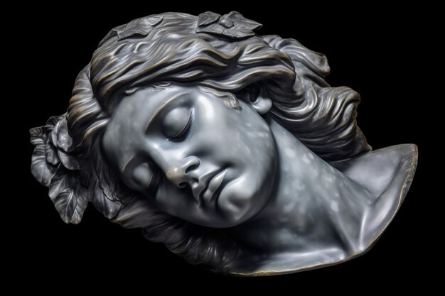 a statue of a woman with her eyes closed