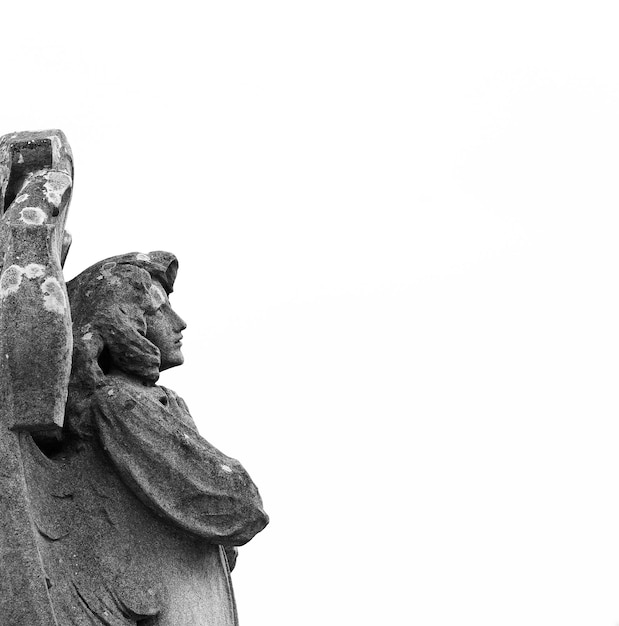 A statue of a woman with a wing on it