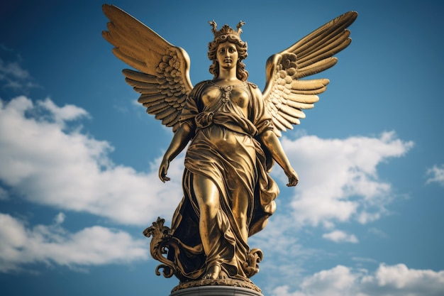 Photo statue of a woman with wings on top of a building