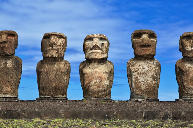 이스터 섬, Rapa Nui, 칠레에 동상 Moai