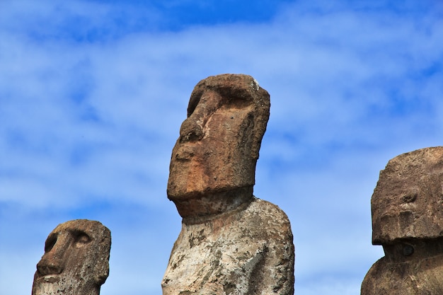 이스터 섬, Rapa Nui, 칠레에 동상 Moai