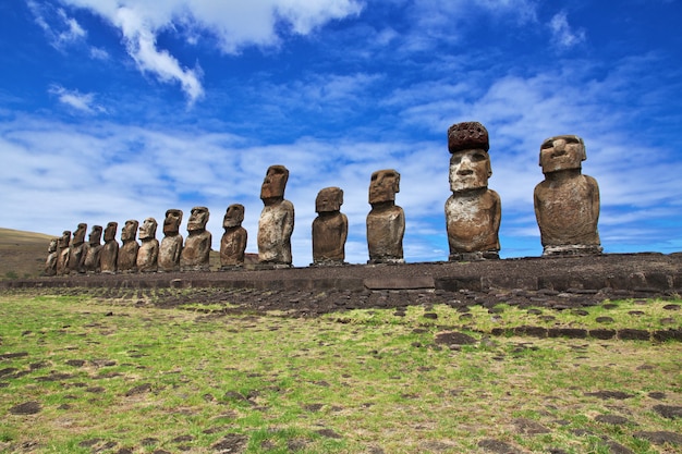 이스터 섬, Rapa Nui, 칠레에 동상 Moai
