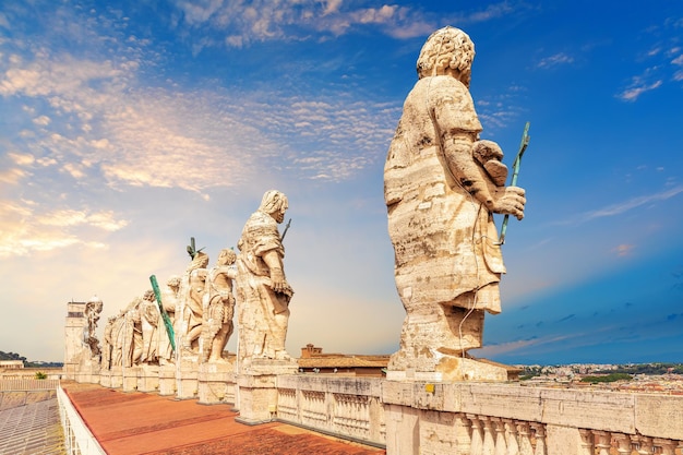 Statues of Saints on the Dome of St Peter's Cathedral in Vatican