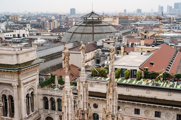 Statues on the spires of the duomo milan italy