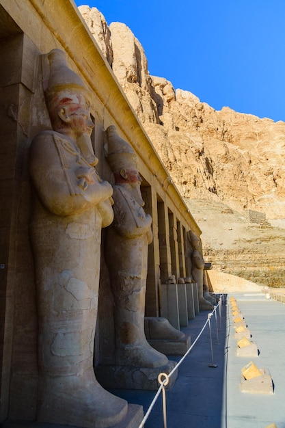 Statues in a temple of Hatshepsut in Luxor Egypt