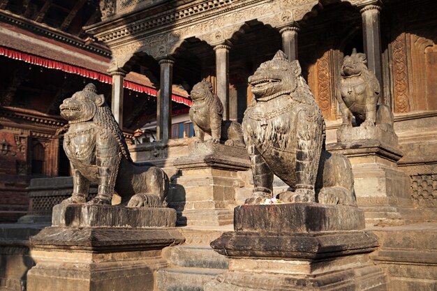 Statues at a temple in Kathmandu