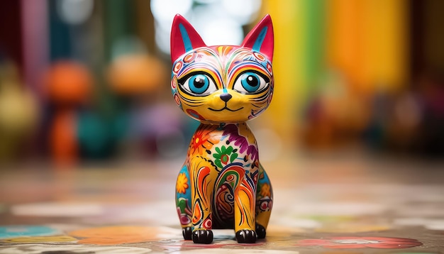 Statuette of a cat in the Mexican style for the day of the dead