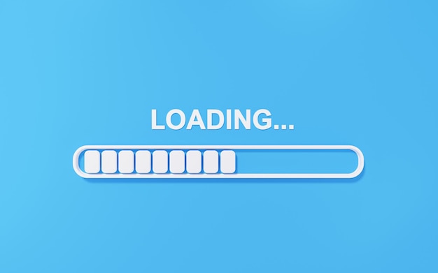Status loading bar on blue background minimal cartoon cute\
smooth connection internet information learning concept 3d render\
illustration