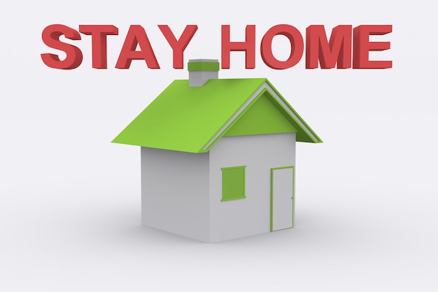 Stay at home in 3d render