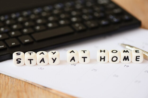 Photo stay at home words on dice