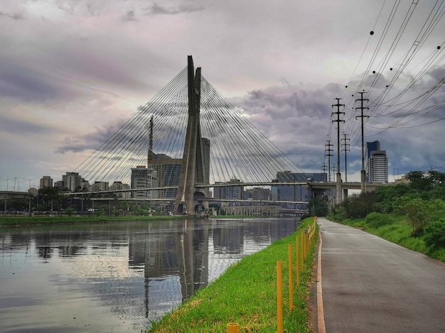 Stayed Bridge in Sao Paulo across the Pinheiros.