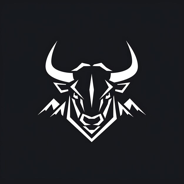 Steadfast Bull Clan Mark met Bull Head en Mountains voor De Creative Logo Design Tattoo Outline