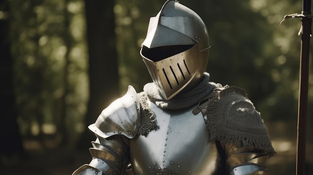 The steadfast English knight with his armor and lanc AI generated