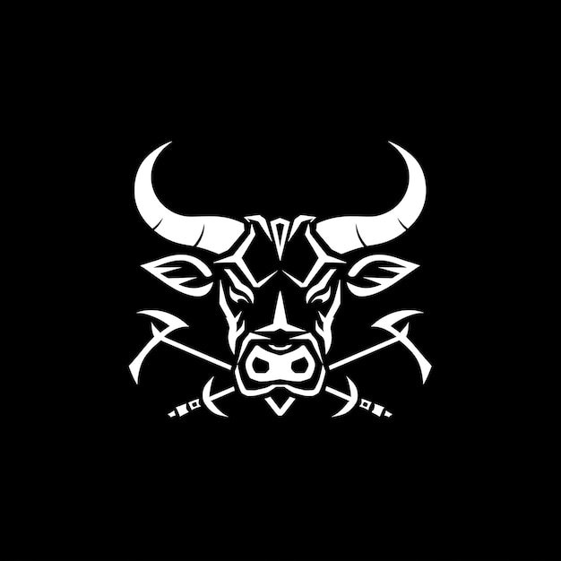 Steadfast Ox Clan Mark met Ox Head en Plow voor Decoratie Creatief Logo Design Tattoo Outline