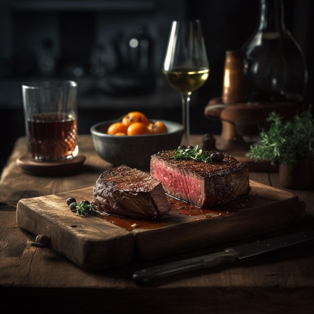 A steak on a cutting board