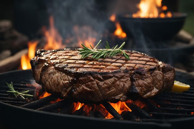 Steak gegrild over een open vuur