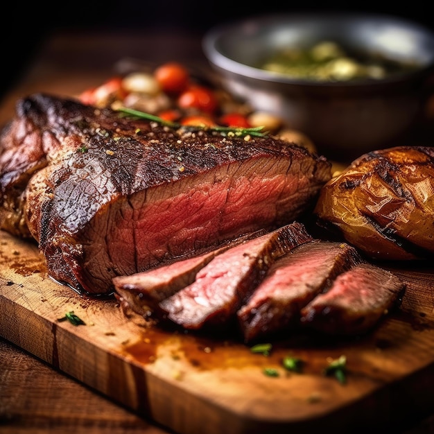 A steak on a grill with a fire in the background