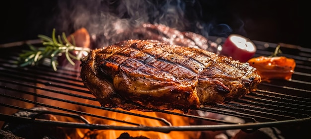 A steak on a grill with the word steak on it