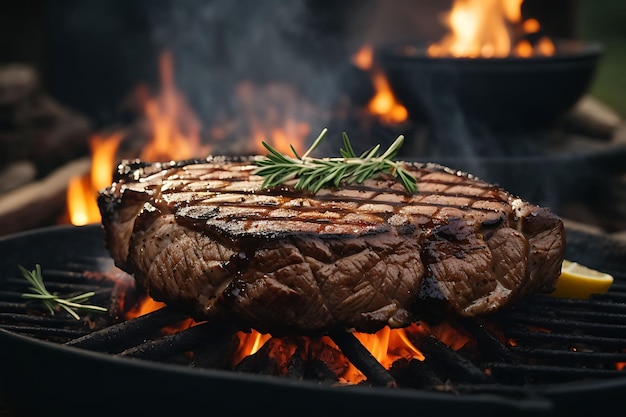 Steak Grilled Over An Open Fire