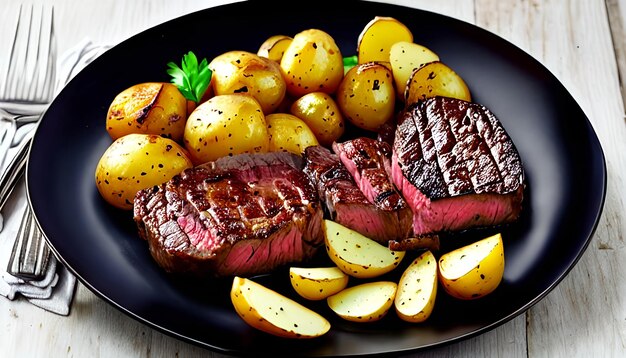 Photo steak and homemade potatoes