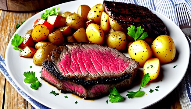 Photo steak and homemade potatoes