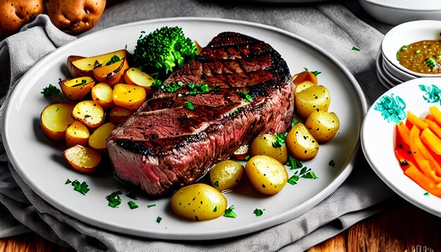 Photo steak and homemade potatoes