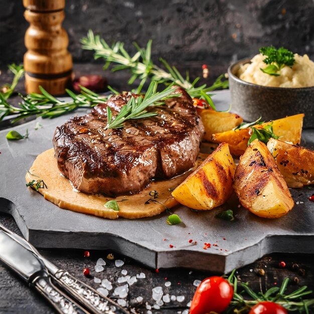 Photo steak and homemade potatoes