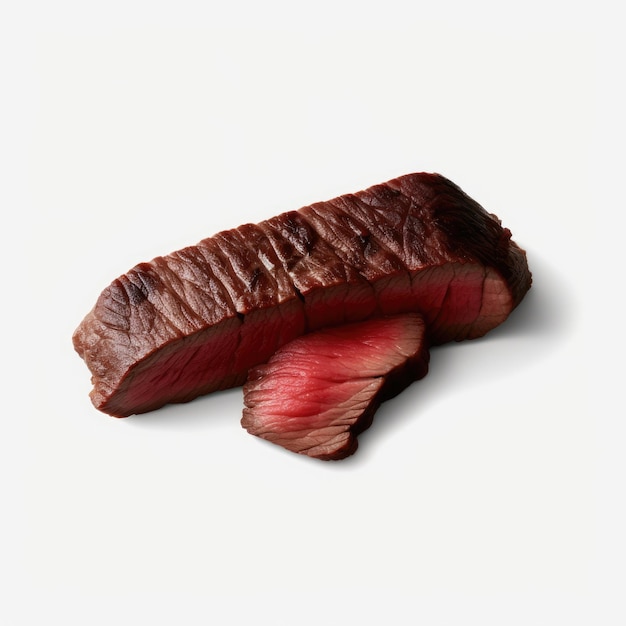 A steak is on a white background