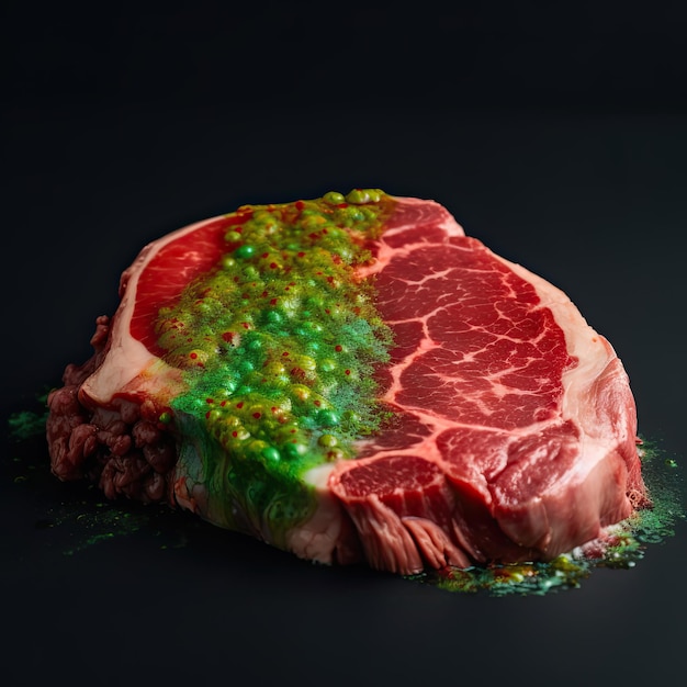 Foto carne di bistecca contaminata da batteri