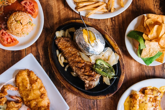 写真 ステーキメキシコ料理の背景