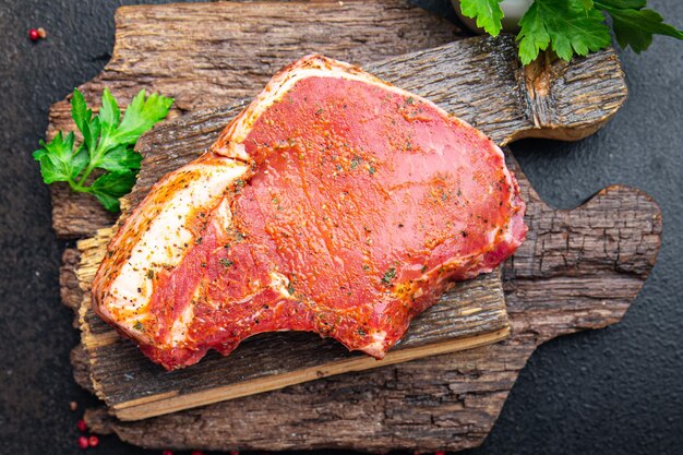 steak pork spices raw meat beef lamb fresh portion healthy meal food diet snack on the table