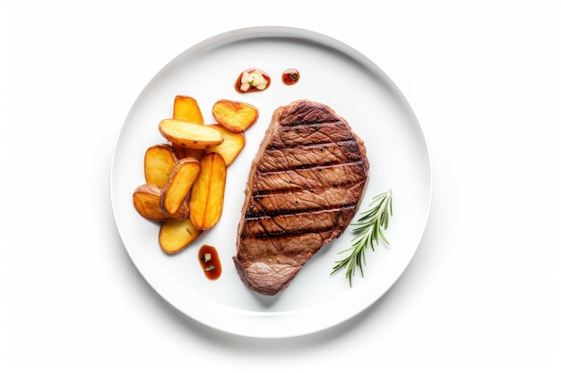 Steak potatoes at plate Generate Ai