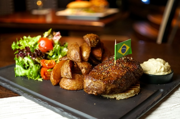 Steak on a restaurant table