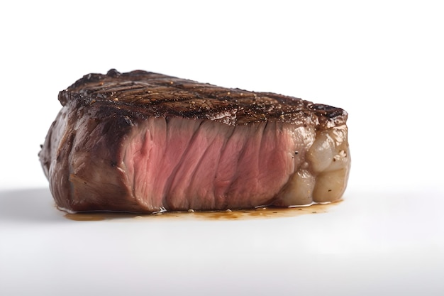 A steak that has been cut in half