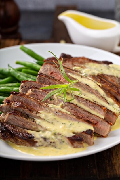 Steak with bearnaise sauce with tarragon