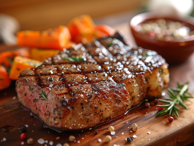 a steak with sesame seeds and spices on it