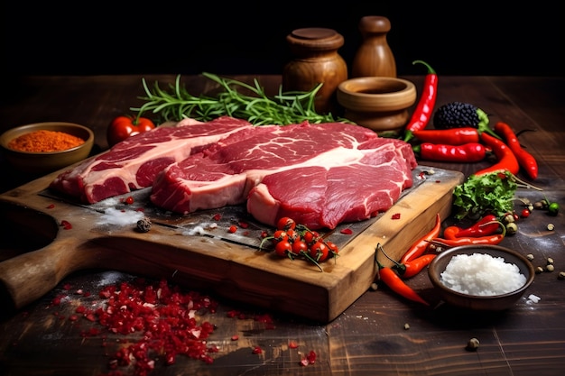 Steak on the wooden table