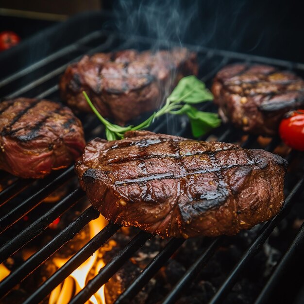 Steaks op de grill.